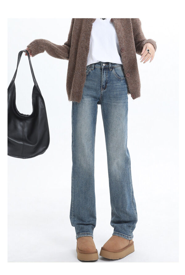 Stretch Denim Straight Wide-Leg Jeans — High-Waist Slimming Fit