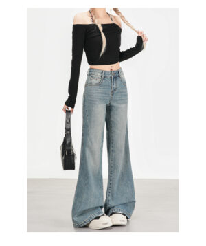 详情-09 Washed Denim Bootcut Jeans — Slimming High-Waist Flare Fit