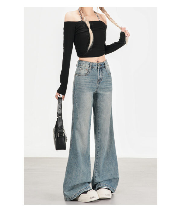 详情-09 Washed Denim Bootcut Jeans — Slimming High-Waist Flare Fit