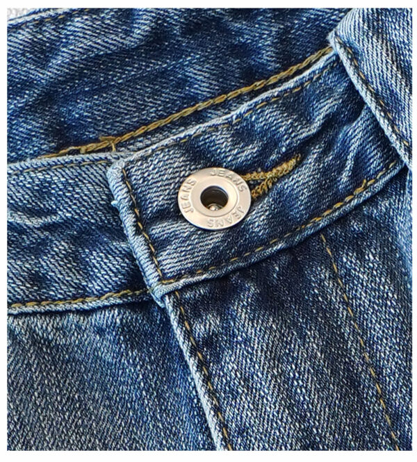 Washed Blue Curved Wide-Leg Denim Pants — Vintage Fade & Relaxed Knife-Leg Shape