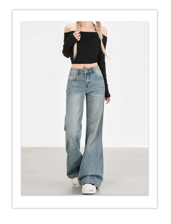 详情-10 Washed Denim Bootcut Jeans — Slimming High-Waist Flare Fit