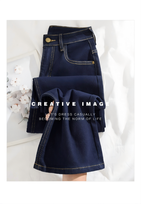 详情-10 Dark Wash Straight-Leg Denim Fabric — Fluid Drape & Slimming Fit