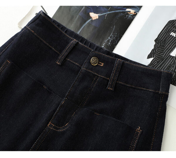 详情-11 Vintage Denim Blue Curved-Leg Jeans — Relaxed Fit Slimming Banana Pants