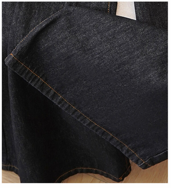 详情-12 High-Waist Wide-Leg Denim Pants — Loose Straight Fit, Washed Finish