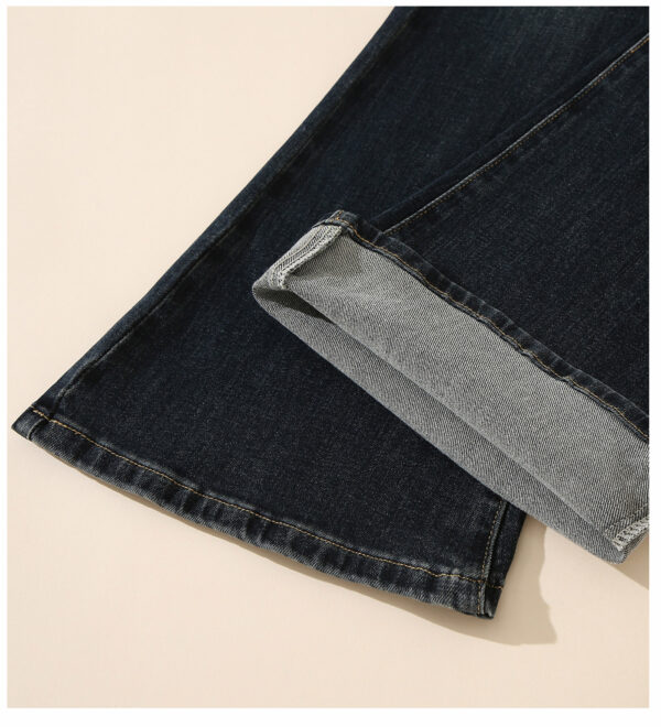 详情-12 Retro Dark Blue Micro-Flare Denim Fabric — Sculpting Fit & Vintage Wash