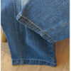 Washed Blue Curved Wide-Leg Denim Pants — Vintage Fade & Relaxed Knife-Leg Shape
