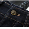 详情-12 Vintage Denim Blue Curved-Leg Jeans — Relaxed Fit Slimming Banana Pants