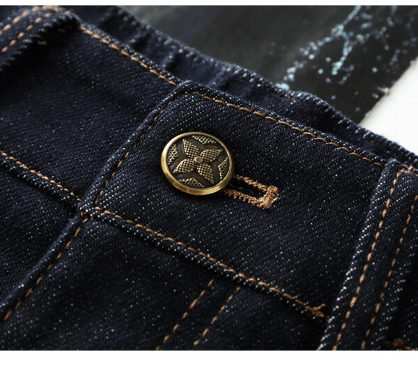 详情-12 Vintage Denim Blue Curved-Leg Jeans — Relaxed Fit Slimming Banana Pants