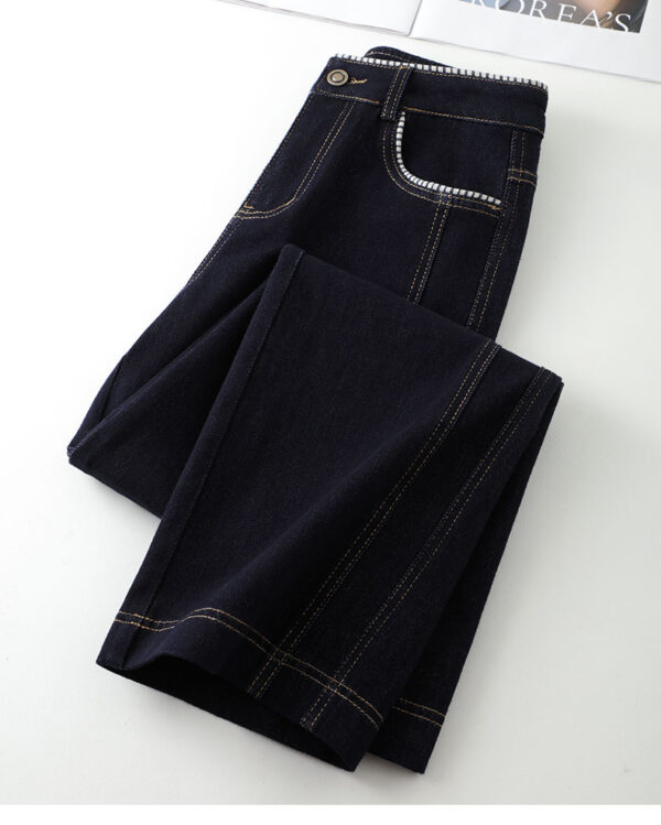 High-Waist Slim Straight Denim Pants — Vintage Narrow-Leg Cropped Fit