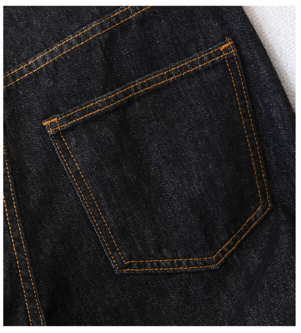 详情-13 High-Waist Wide-Leg Denim Pants — Loose Straight Fit, Washed Finish