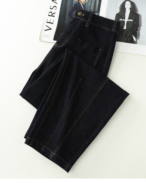 详情-13 Vintage Denim Blue Curved-Leg Jeans — Relaxed Fit Slimming Banana Pants