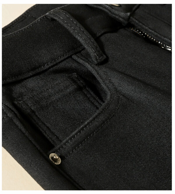 Stretch Washed Black Denim Pants — Slim Fit & Winter Warmth