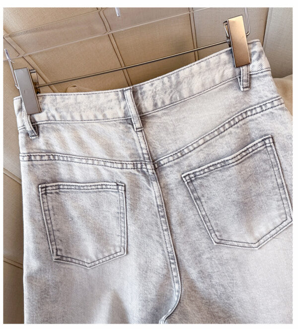 详情-14 Glacier Gray Washed Wide-Leg Denim Pants — Vintage Tone & Fluid Winter Drape