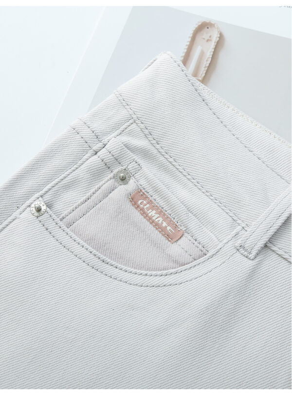 High-Waist Washed Denim Straight-Leg Pants — Slimming for Pear-Shaped Body