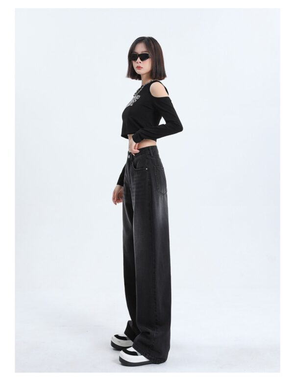 Washed Thermal Fleece Denim — High-Waist Wide-Leg Winter Pants