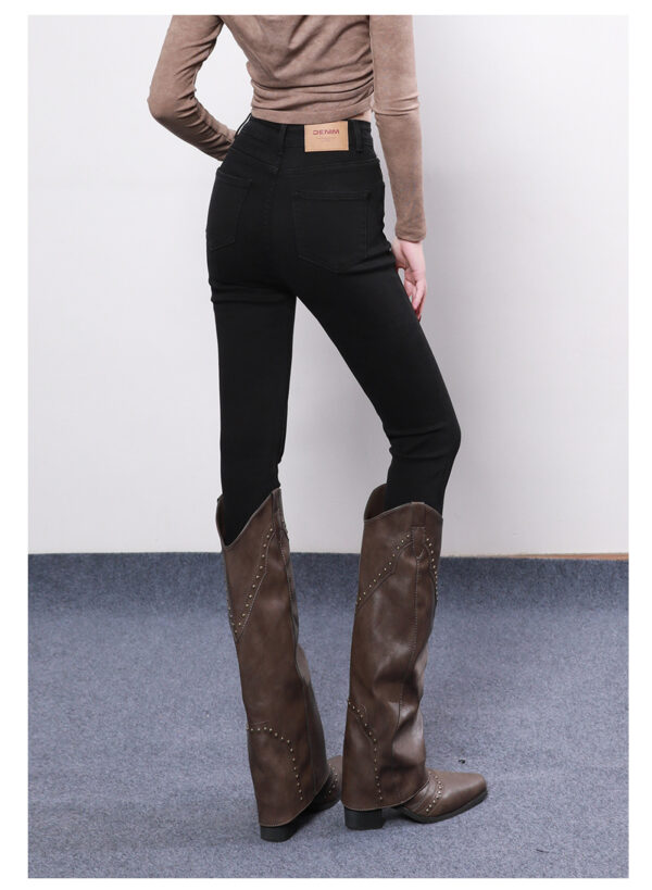 Stretch Denim Skinny Jeans — High-Waist Cropped Slim Fit