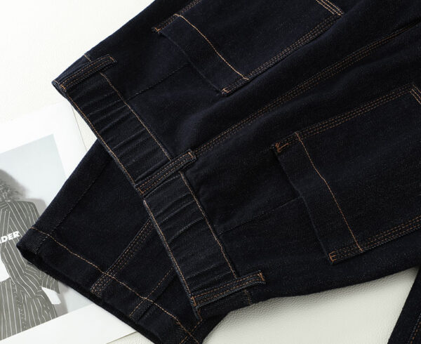 详情-15 Vintage Denim Blue Curved-Leg Jeans — Relaxed Fit Slimming Banana Pants