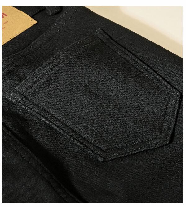 Stretch Washed Black Denim Pants — Slim Fit & Winter Warmth