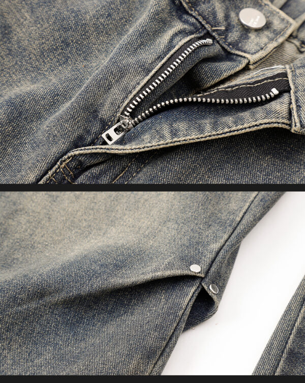 Washed Fleece-Lined Denim Pants — Loose Straight American Street Style