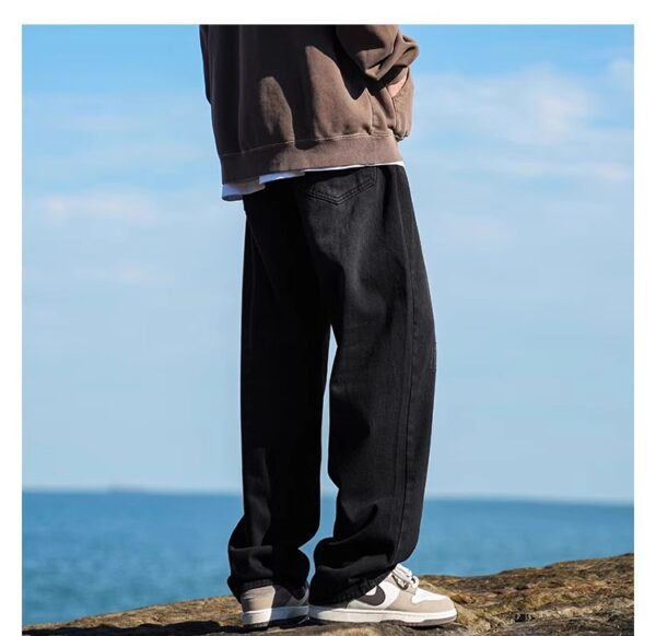 Vintage Washed Distressed Denim — Retro Straight-Leg High-Street Jeans