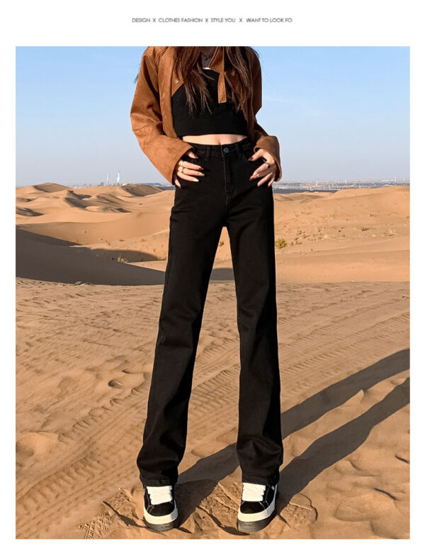 Washed Denim Wide-Leg Fabric — Slimming High-Waist Structure