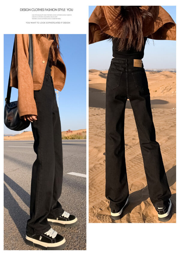 Washed Denim Wide-Leg Fabric — Slimming High-Waist Structure