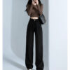 详情-21 Black High-Waist Narrow Wide-Leg Denim Pants — Slimming Draped Fit for Tall Silhouette