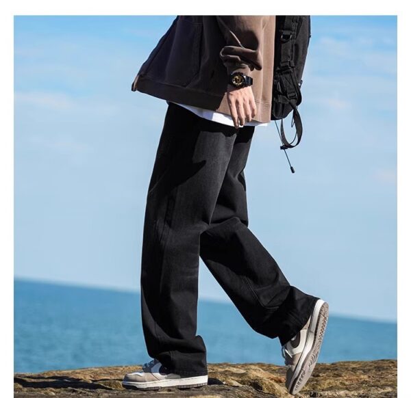 Vintage Washed Distressed Denim — Retro Straight-Leg High-Street Jeans