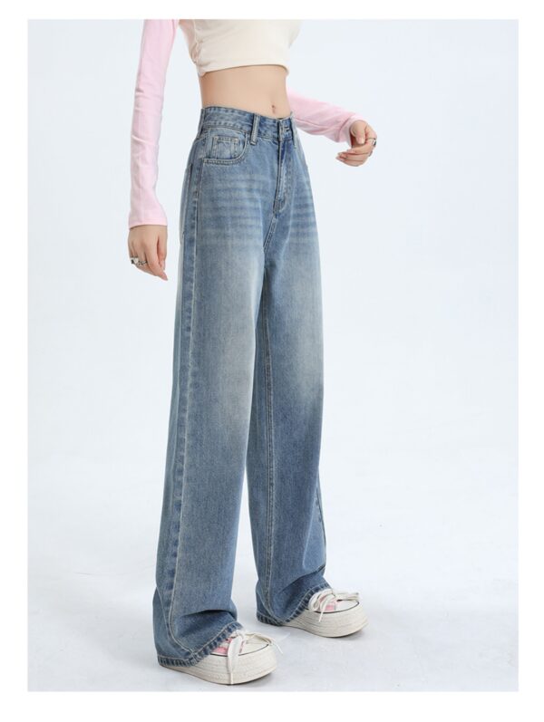 Washed Thermal Fleece Denim — High-Waist Wide-Leg Winter Pants