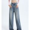 Washed Thermal Fleece Denim — High-Waist Wide-Leg Winter Pants