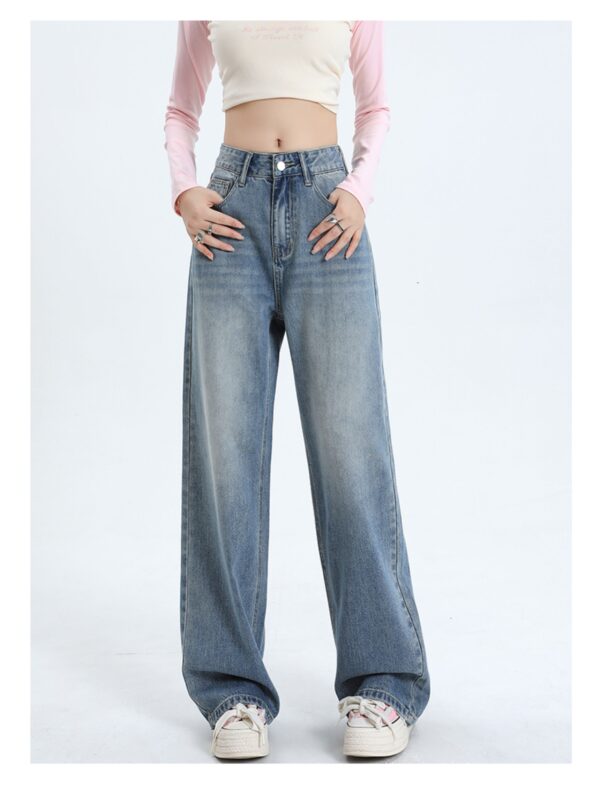 Washed Thermal Fleece Denim — High-Waist Wide-Leg Winter Pants