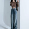 详情-26 Black High-Waist Narrow Wide-Leg Denim Pants — Slimming Draped Fit for Tall Silhouette
