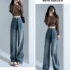 详情-27 Black High-Waist Narrow Wide-Leg Denim Pants — Slimming Draped Fit for Tall Silhouette