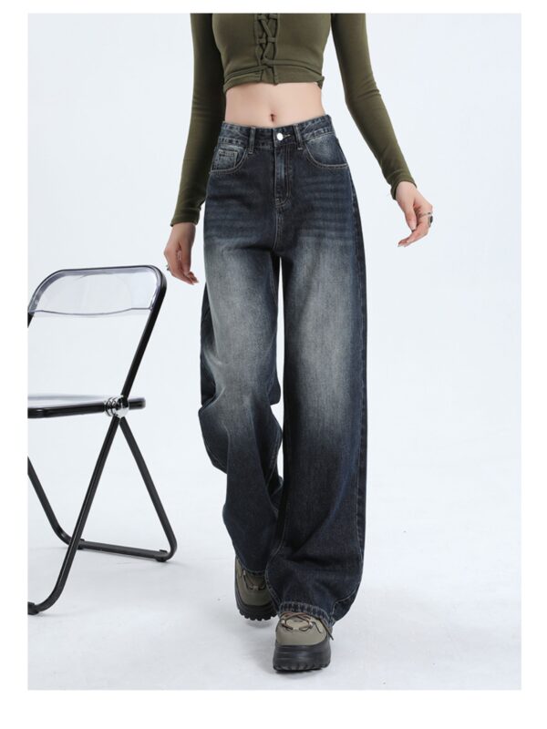 Washed Thermal Fleece Denim — High-Waist Wide-Leg Winter Pants