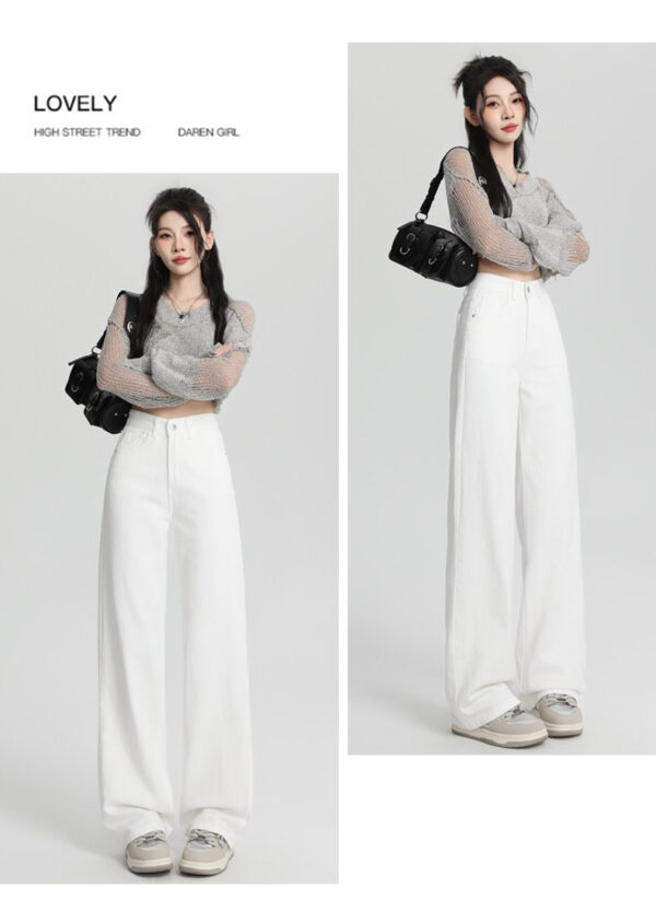 详情-31 Black High-Waist Narrow Wide-Leg Denim Pants — Slimming Draped Fit for Tall Silhouette