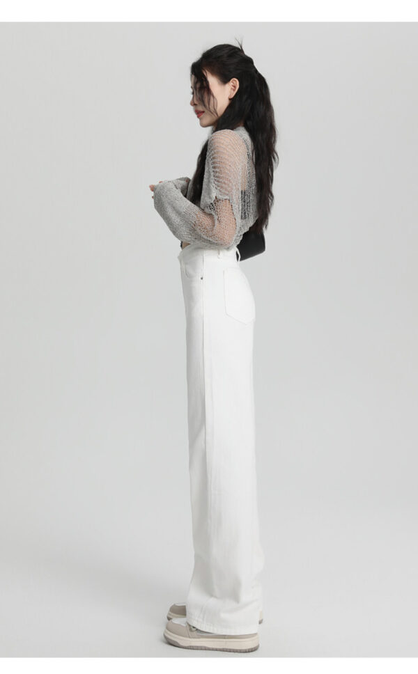 详情-34 Black High-Waist Narrow Wide-Leg Denim Pants — Slimming Draped Fit for Tall Silhouette