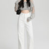 详情-35 Black High-Waist Narrow Wide-Leg Denim Pants — Slimming Draped Fit for Tall Silhouette
