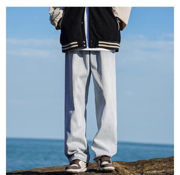 Vintage Washed Distressed Denim — Retro Straight-Leg High-Street Jeans