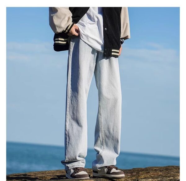 Vintage Washed Distressed Denim — Retro Straight-Leg High-Street Jeans