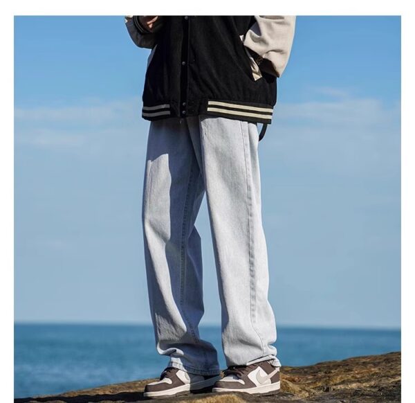 Vintage Washed Distressed Denim — Retro Straight-Leg High-Street Jeans