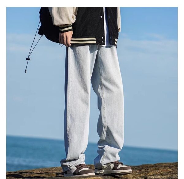 Vintage Washed Distressed Denim — Retro Straight-Leg High-Street Jeans