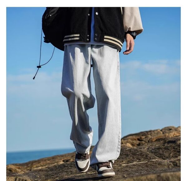 Vintage Washed Distressed Denim — Retro Straight-Leg High-Street Jeans