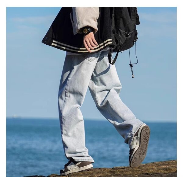 Vintage Washed Distressed Denim — Retro Straight-Leg High-Street Jeans