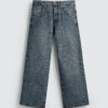 详情-06 Washed Cotton Flared Denim Jeans — Mid-Waist Casual Bell-Bottom Fit