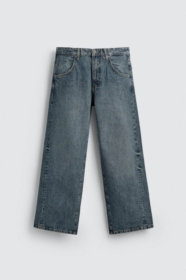 详情-06 Washed Cotton Flared Denim Jeans — Mid-Waist Casual Bell-Bottom Fit