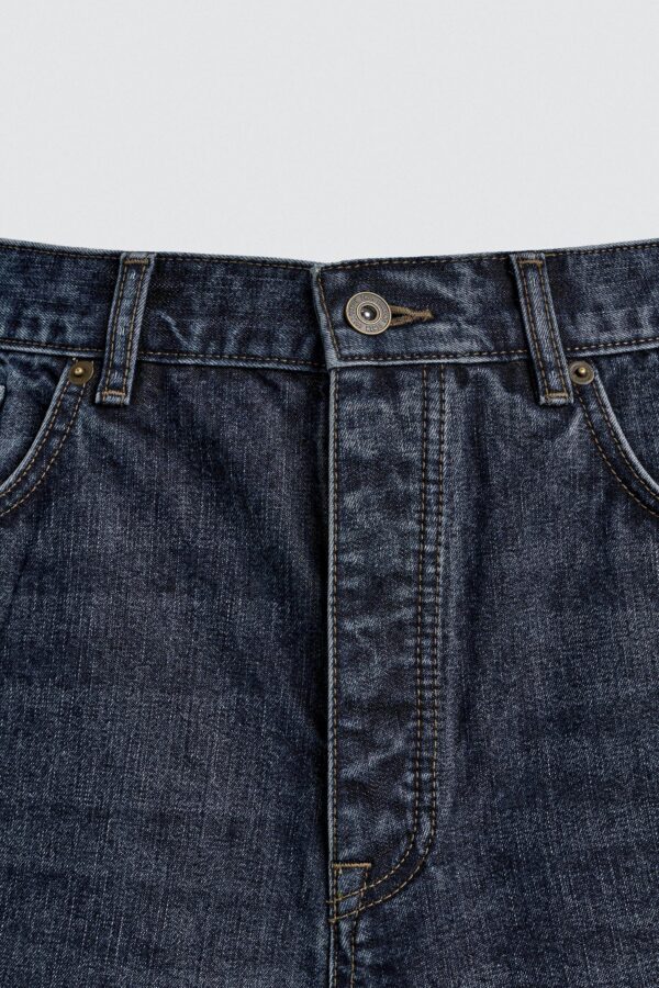 Mid-Waist Washed Straight-Leg Denim Jeans — Cotton-Wool Blend Casual Comfort