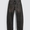 详情-06 Mid-Waist Washed Barrel-Leg Denim Jeans — Relaxed Fit with Modern Volume