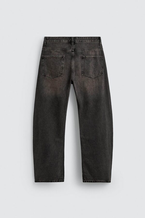 详情-06 Mid-Waist Washed Barrel-Leg Denim Jeans — Relaxed Fit with Modern Volume