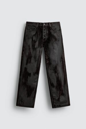 详情-07 American Flocked Mid-Waist Straight-Leg Denim Pants — Soft-Touch Finish & Everyday Structure