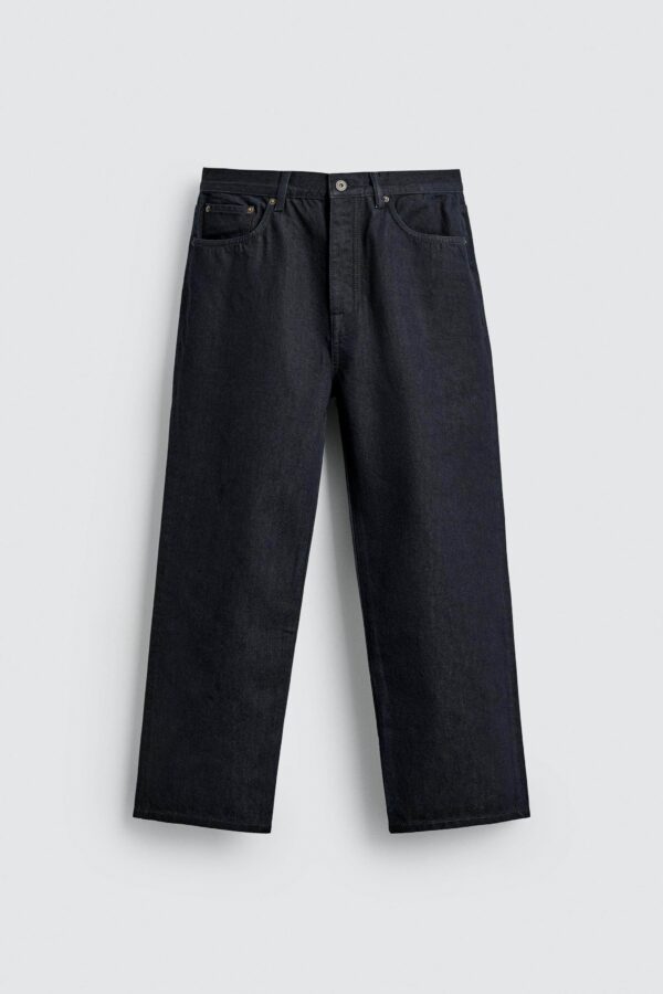 Mid-Waist Raw Straight-Leg Denim Jeans — Cotton-Wool American Casual Structure